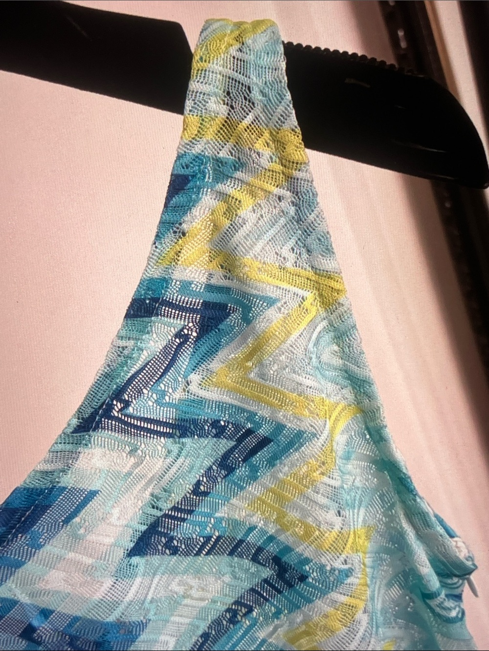 Missoni Turquoise & Navy One-Shoulder Zigzag Fringe Mini Dress - Picture 4 of 8
